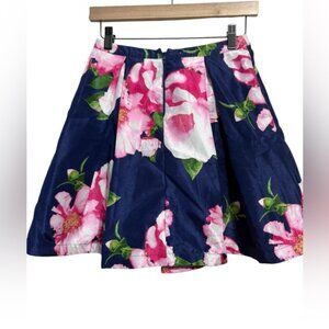 Navy Blue pink flowers skirtSequin Hearts Size 1